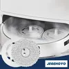 Close-up view of a robot vacuum cleaner's mopping attachments and internal components, with a dark blue overlay at the bottom. Produktbild-Vorschau