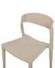 A close-up view of a beige plastic chair. Produktbild-Vorschau