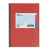 A red notebook with a label containing product information. Podgląd zdjęcia produktu