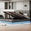 Lit hydraulique Merax 180x200 cm avec éclairage LED, lit Voir les images du produit 1