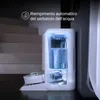 A close-up view of a robot vacuum cleaner's docking station with a transparent water tank showing the water level. Voir les images du produit