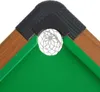 A close-up view of a corner of a pool table, showing a pocket with a net and a billiard ball. Voir les images du produit