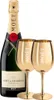 A bottle of Moët & Chandon champagne and two gold champagne glasses. Podgląd zdjęcia produktu