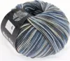 A ball of variegated yarn in shades of blue, gray, and brown. Produktbild-Vorschau