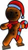 A decorative LED gingerbread man figure holding a candy cane, designed for indoor or outdoor use. Produktbild-Vorschau