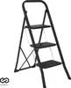 A black stepladder with three steps is shown against a white background. Produktbild-Vorschau