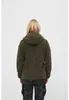 A person is shown from the back wearing a green hooded jacket and camouflage pants against a white background. Produktbild-Vorschau