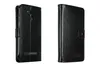 Two views of a black leather flip phone case against a white background. Podgląd zdjęcia produktu