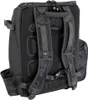 The back of a black rucksack with camouflage accents. Produktbild-Vorschau
