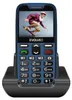 A blue EVOLVEO EasyPhone XR with a charging dock is shown against a white background. The phone's screen displays an image of an elderly man skateboarding. Náhľad obrázku produktu