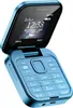 A blue flip phone is shown open, displaying its screen and keypad. Podgląd zdjęcia produktu