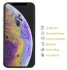 A smartphone screen protector is shown with a colorful abstract wallpaper. Feature icons and text are displayed to the right of the phone. Produktbild-Vorschau