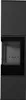 A front view of a black, modern fireplace. Produktbild-Vorschau