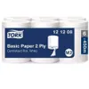 A pack of Tork Basic Paper 2 Ply Centrefeed Rolls, White. Produktbild-Vorschau