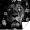 MuchoWow® Poster Blumen - Dschungel - Löwe - Schwarz - Weiß Produktbild-Vorschau 1