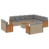 13-tlg. Garten-Sofagarnitur mit Kissen Beige Poly Rattan Produktbild-Vorschau 1