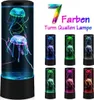 A collage of images showing a jellyfish lamp in different colors, along with text indicating "7 Farben" (7 Colors) and "Turm Quallen Lampe" (Tower Jellyfish Lamp). Produktbild-Vorschau