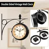 Bahnhofsuhr Doppelseitig, Retro Wanduhr, Wandhalterung, für Produktbild-Vorschau 5
