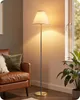 EDISHINE Stehlampe Wohnzimmer, Baumwoll-Leinenschirm, Produktbild-Vorschau 1