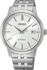 A close-up studio shot of a silver Seiko automatic watch with a white dial. Anteprima dell’immagine prodotto