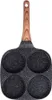 A top-down view of a four-cup egg pan with a wooden handle against a white background. Náhľad obrázku produktu