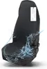A black car seat cover with water splashing around it, indicating its waterproof feature. Produktbild-Vorschau