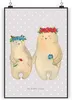 Mr. & Mrs. Panda Bild Bären mit Blumenkranz DIN A4 - Grau Produktbild-Vorschau 1