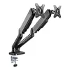 A black dual monitor desk mount with a clamp base, shown against a white background. Náhled obrázku produktu