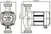 Technical drawing of a circulation pump with dimensions. Anteprima dell’immagine prodotto