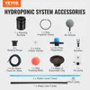 A flat lay of various hydroponic system accessories arranged on a light gray background. Produktbild-Vorschau