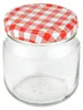 50er Set Rundglas 212 ml nieder To 66 rot karierter Deckel Produktbild-Vorschau 2