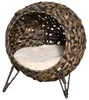 Maison pour chat PawHut en rotin avec coussin, niche pour Voir les images du produit 9