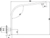 Technical drawing of a shower faucet with dimensions and angles indicated. Produktbild-Vorschau
