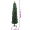 A tall, slender artificial Christmas tree with a stand, shown against a white background with measurement indicators. Náhled obrázku produktu