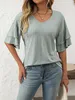 ASKSA Damen T-Shirt Rueschen aermel Bluse V-Ausschnitt Produktbild-Vorschau 5