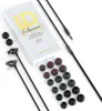A product shot of in-ear headphones and their packaging, along with various ear tips. Produktbild-Vorschau
