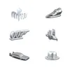 A collection of silver-colored game tokens, each representing a different iconic item. Produktbild-Vorschau