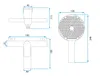 Technical drawings with dimensions of a shower faucet and shower head. Anteprima dell’immagine prodotto