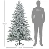 A flocked artificial Christmas tree is shown next to a silhouette of a person for scale. Náhled obrázku produktu