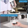 Collage showing a vacuum cleaner's dustbin being emptied and a filter being washed. Produktbild-Vorschau