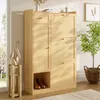 Merax Schuhschrank mit 3 Klappfächern, Rattan Schuhkipper Produktbild-Vorschau 3