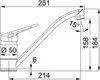 A technical drawing of a kitchen faucet with dimensions and angles indicated. Anteprima dell’immagine prodotto