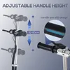 Close-up view of an electric scooter's handlebars, highlighting adjustable height and anti-slip grip. Produktbild-Vorschau