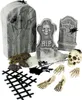 Halloweenset Grabstein Spinnen Knochen Totenkopf 25 tlg Produktbild-Vorschau 1