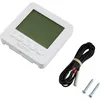 A white thermostat with a black cable and two screws on a white background. Produktbild-Vorschau