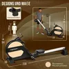 A marketing image showing a rowing machine with dimensions and features highlighted. Produktbild-Vorschau