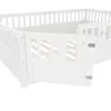 A white wooden children's bed with a guardrail and a cut-out moon design. Anteprima dell’immagine prodotto