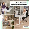 A collage of images showing a height-adjustable desk in different settings and with different people using it. Produktbild-Vorschau
