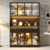 Flieks Vitrine mit LED-Beleuchtung, Glasvitrine mit 8 Türen Produktbild-Vorschau 1