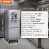 A commercial ice cream machine is shown in a kitchen environment, with a data overlay detailing its specifications. Voir les images du produit